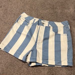 Blue and white striped denim shorts, forever21, size 29, midrise